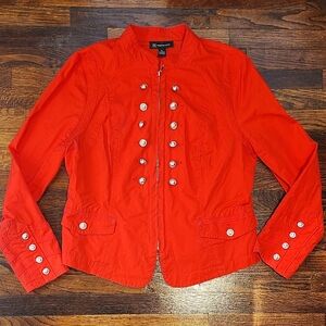 INC International Concepts Holiday Red Military Zip Up Utility Jacket XL